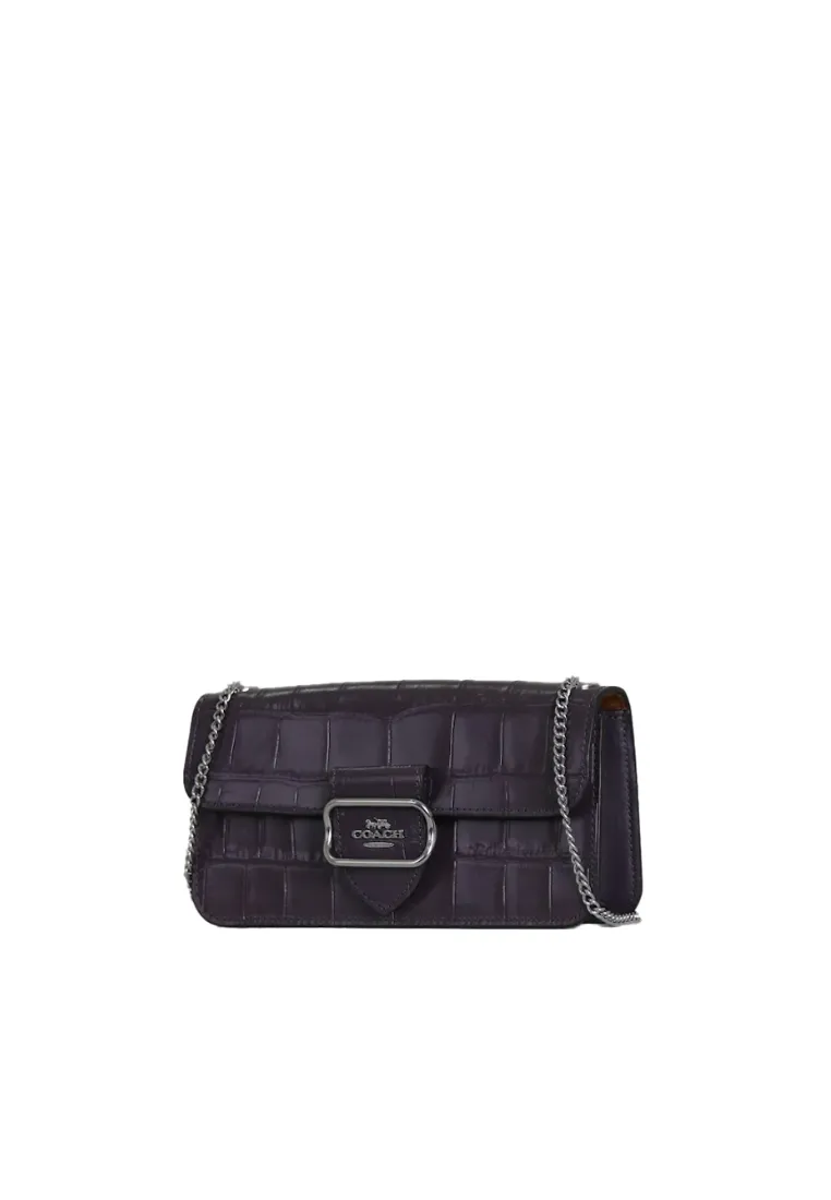 ( AS IS ) Coach Morgan Crossbody Bag Crocodile Embossed In Amethyst CN380