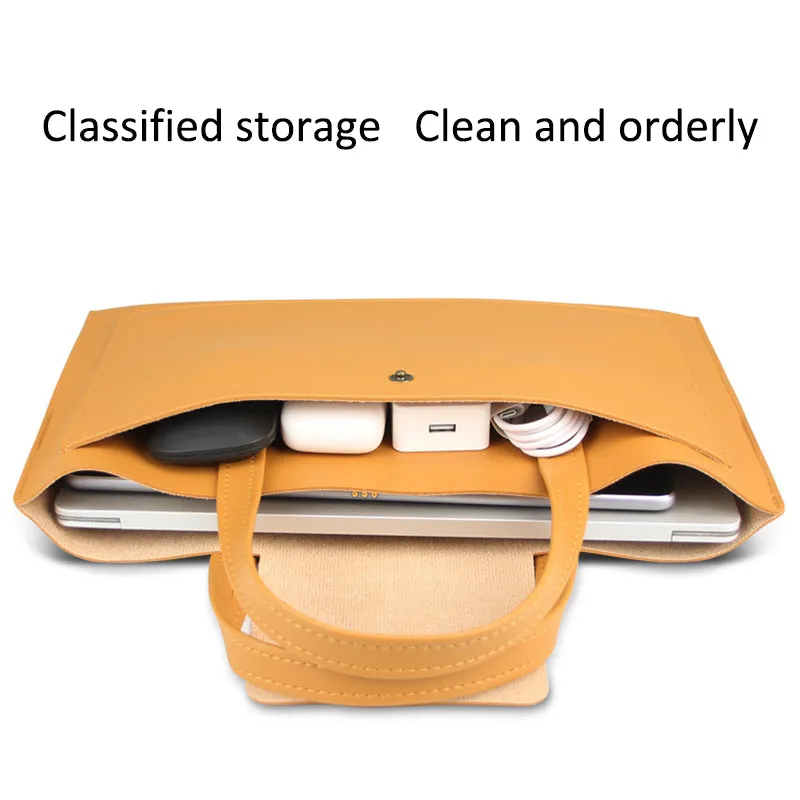 0814 13 / 14 Inch Waterproof PU Leather Laptop Handbag Ultra Thin Notebook Carrying Bag