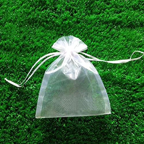 100PCS Premium Sheer Organza Bags, White Wedding Favor Bags with Drawstring, 4x6 inches Jewelry Gift Bags for Party, Jewelry, Festival, Makeup Favor Bags,net gift bags,drawstring goody bags