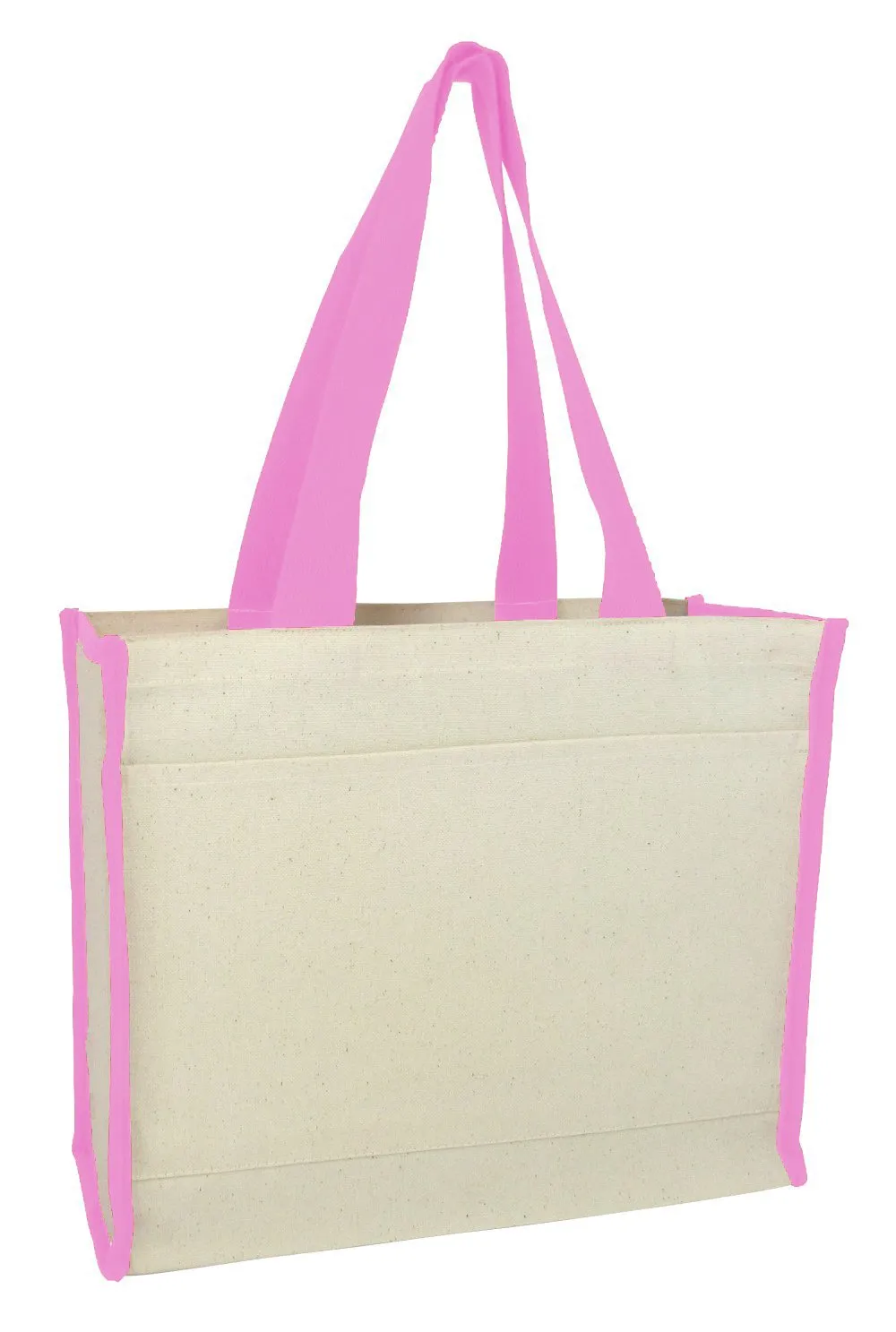 12 ct Heavy Canvas Tote Bag with Colored Trim - By Dozen