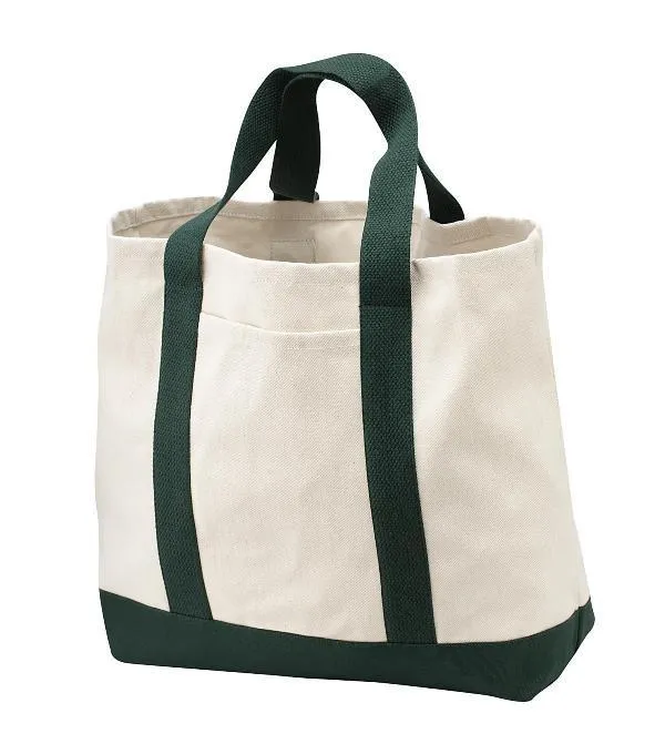 12 ct Heavy Canvas Twill Two Tone Shopping Tote Bag - By Dozen