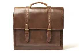 17" Compact Leather Briefcase - Chocolate Brown