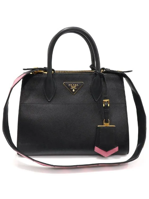 1BA103 Black Saffiano City Calfskin Gold Plated Paradigm 2WAY