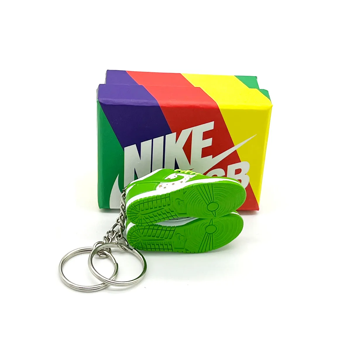 3D Sneaker Keychain- Nike SB Dunk Low Supreme Stars Mean Green Pair