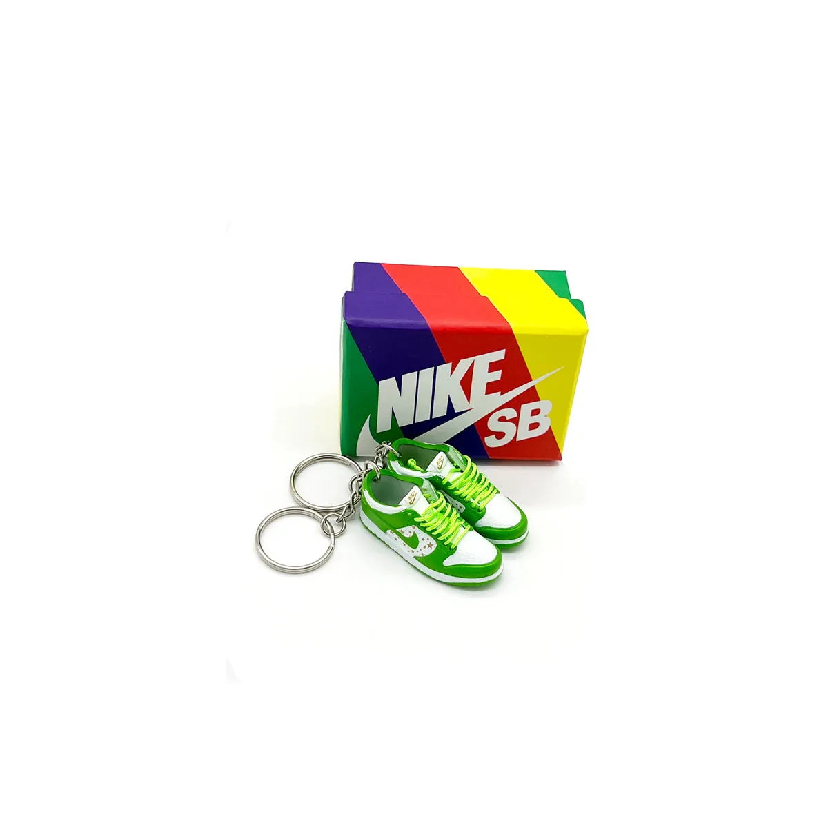 3D Sneaker Keychain- Nike SB Dunk Low Supreme Stars Mean Green Pair