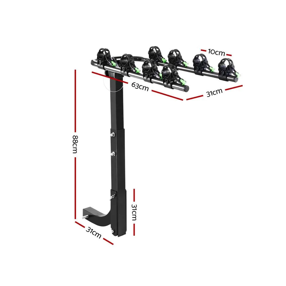 4 Bike Carrier Car Rear Rack Hitch Mount 2" Towbar Foldable Steel