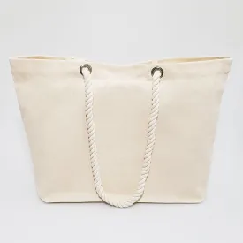 48 ct Large Canvas Beach Tote Bag with Fancy Rope Handles - By Case