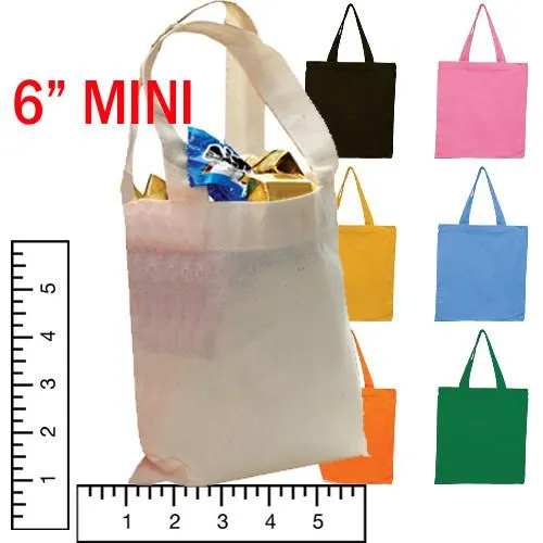 480 ct Bulk Cotton 6" Tote Bags - BY CASE