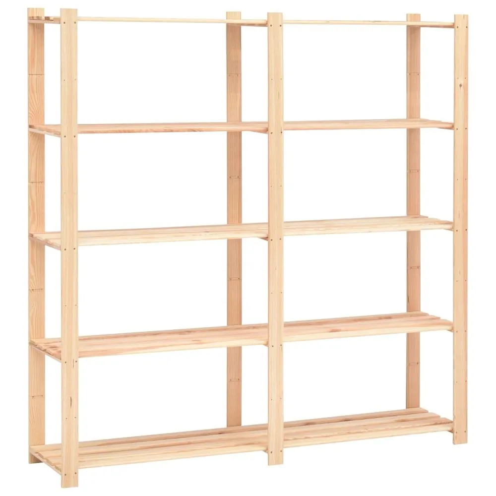 5-Tier Storage Racks - Solid Pinewood, 170x38x170cm