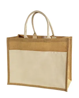 6 ct Easy-to-Decorate Jute Tote Bags with Canvas Front Pocket - Pack of 6