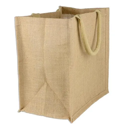 6 ct Square Burlap Bags - Wholesale Jute Tote Bags W/Deep Full Gusset - By Bundle