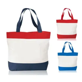 6 ct Tri-Color Deluxe Poly Zipper Beach Tote Bags - By Bundle