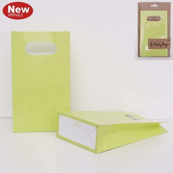 6 Pack Neon Chartreuse Party Bags