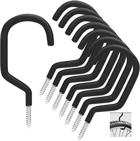 8 Pack Heavy Duty Bike Screw in Storage Hooks Rack,For Garage Wall and Ceiling Bicycle Storage & Heavy Duty Goods on Wall, Perfectly Utility Tool Hanger (Black)