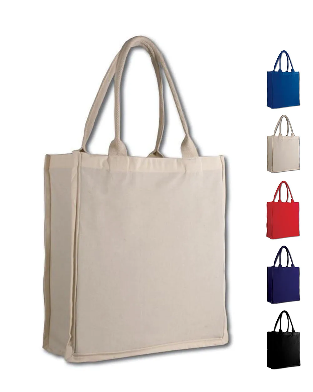 96 ct Fancy 100% Cotton  Shopper Tote Bags Wholesale - By Case