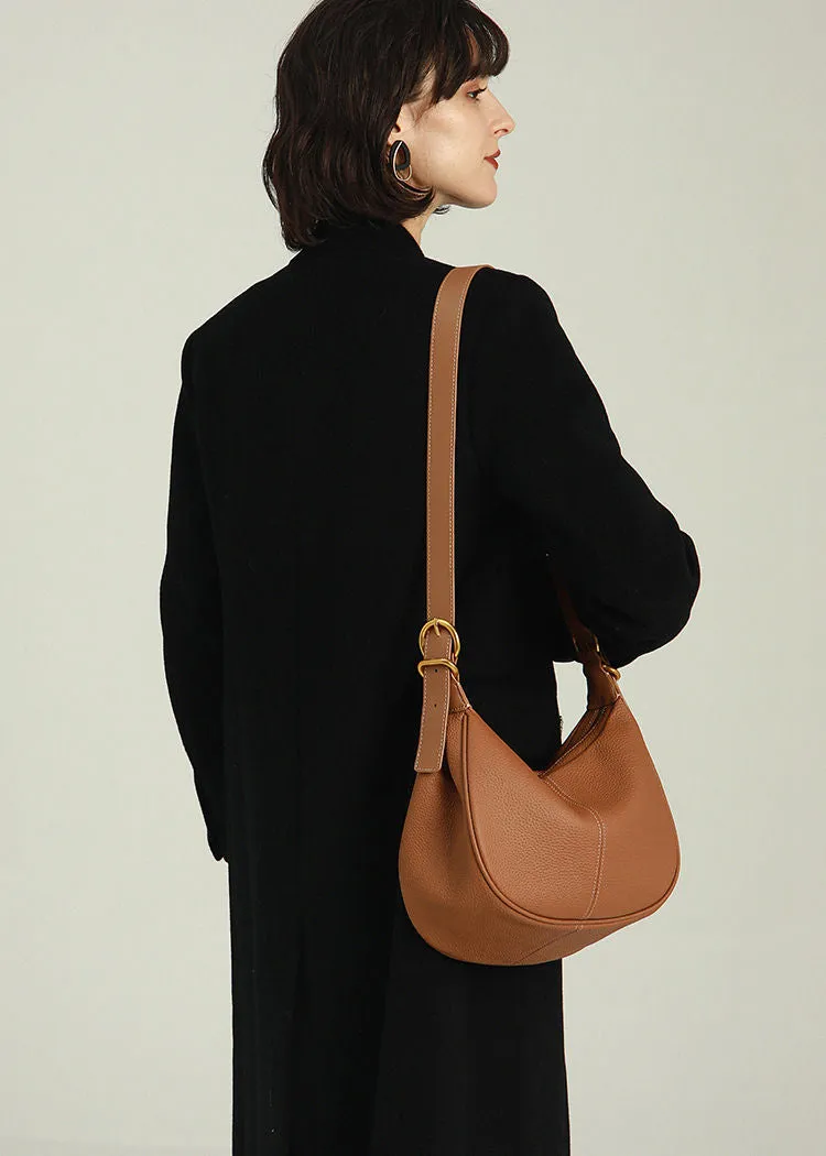 Ajustable Strap Pebbled Leather Hobo Bag