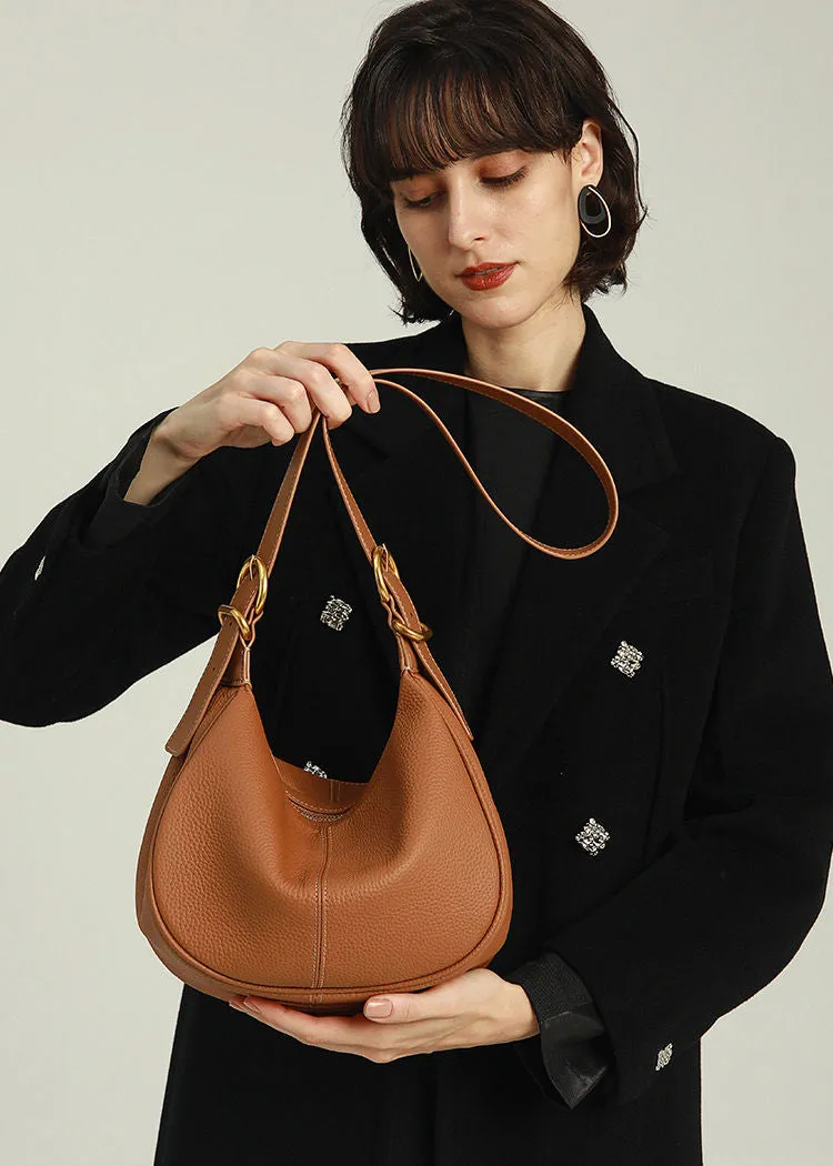 Ajustable Strap Pebbled Leather Hobo Bag