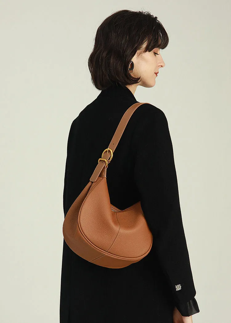 Ajustable Strap Pebbled Leather Hobo Bag