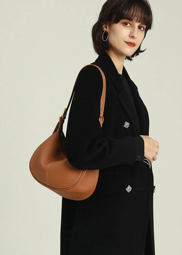 Ajustable Strap Pebbled Leather Hobo Bag