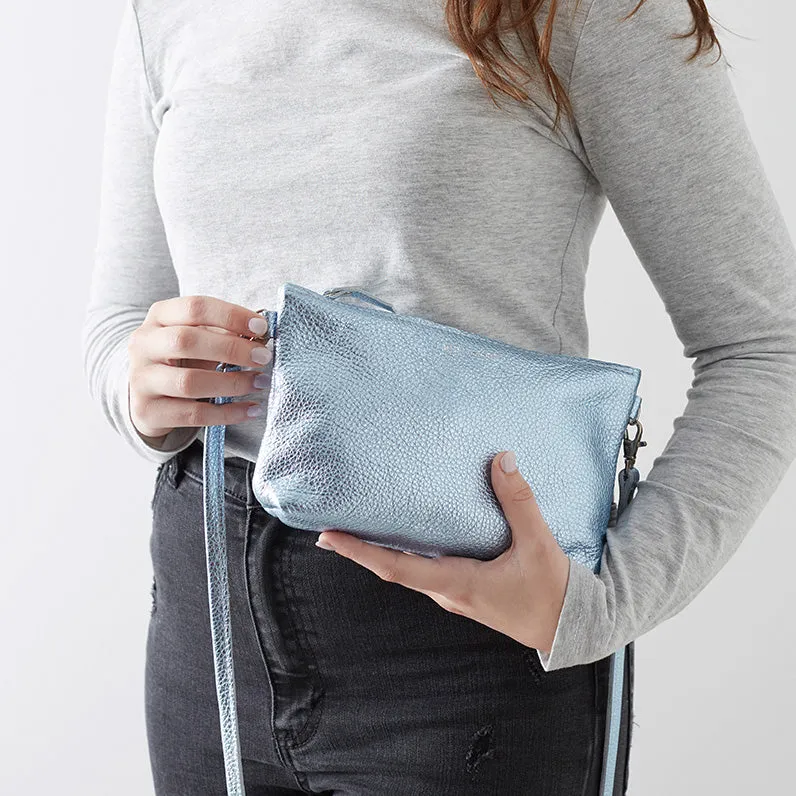 Aquamarine Leather Crossbody Bag