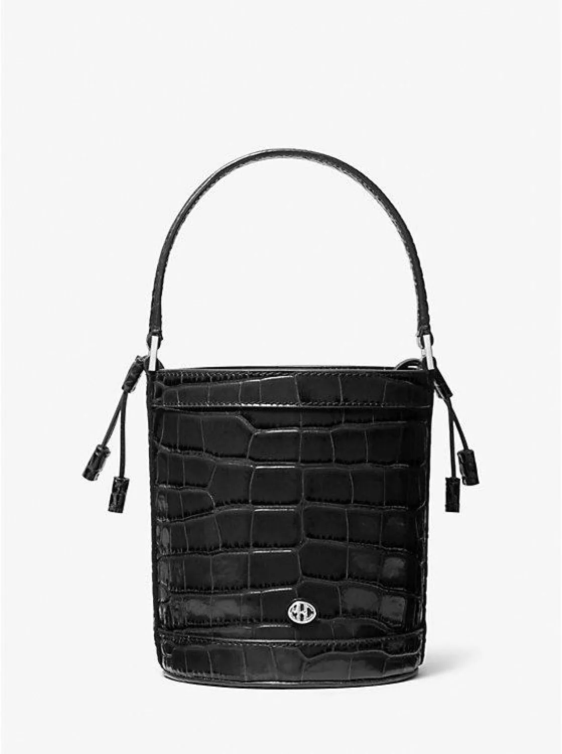 Audrey Medium Crocodile Embossed Leather Bucket Bag