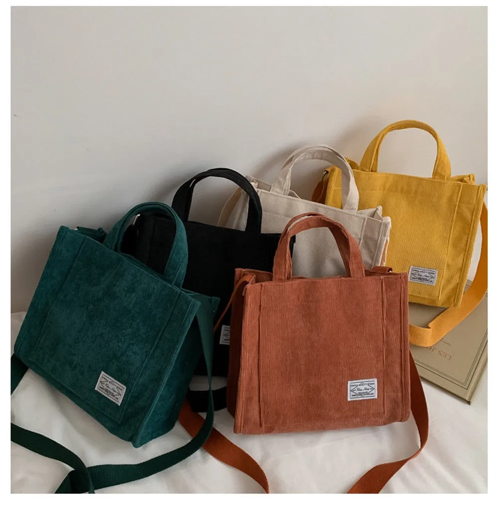 Autumn Corduroy Casual Tote Bags