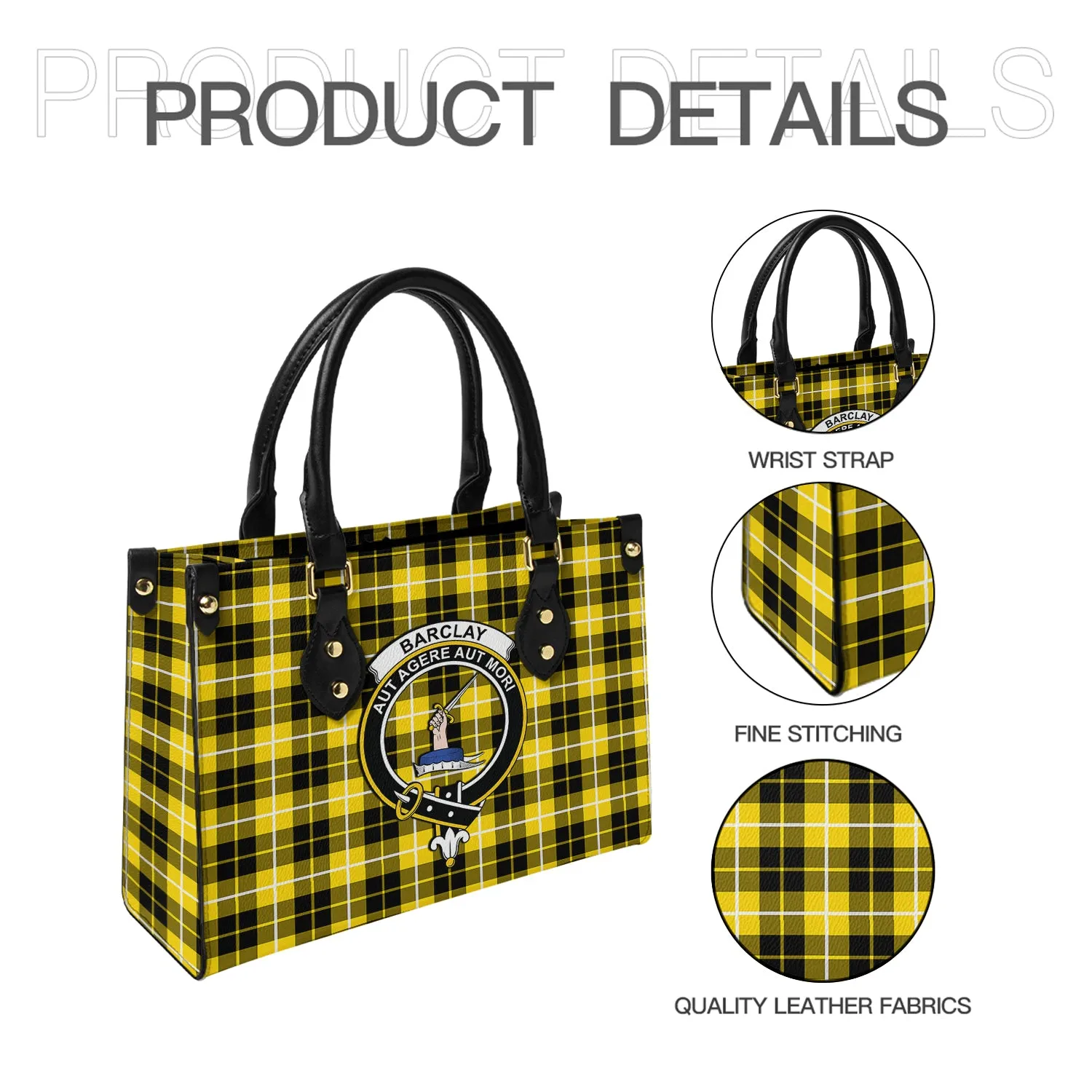 Barclay Dress Modern Tartan Leather Bag with Family Crest