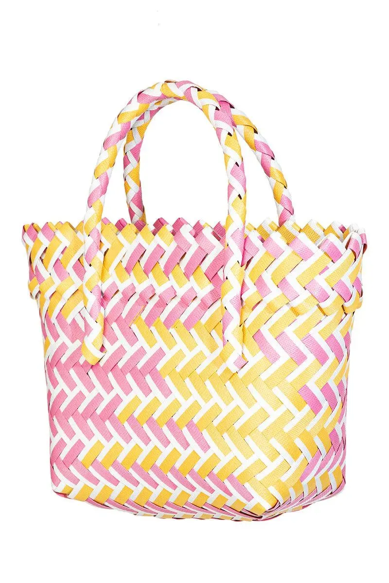 Basket Wave Woven Beach Tote Bag