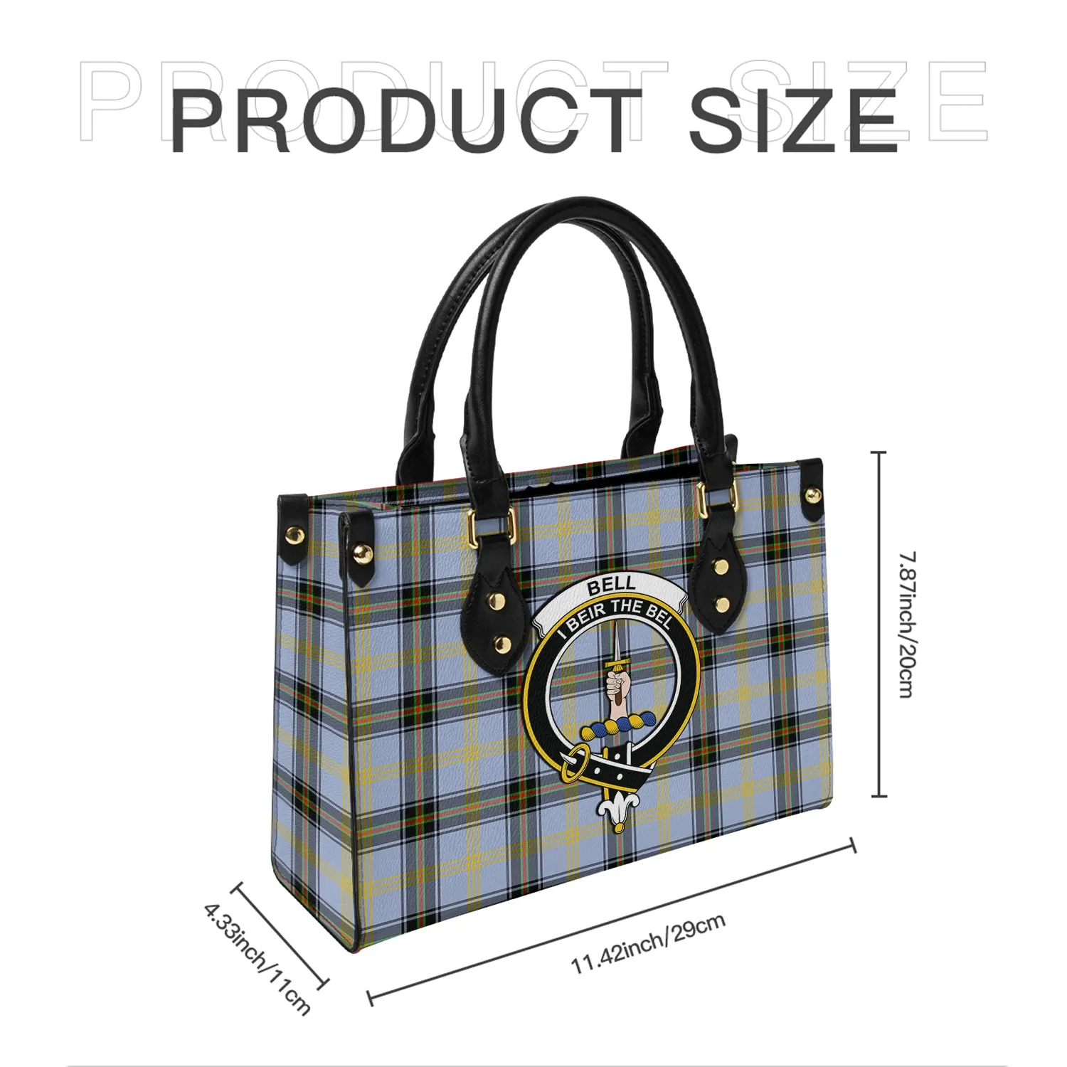 Bell Tartan Leather Bag with Family Crest