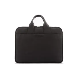 Belmont Leather 15" Laptop Briefcase - Black With Silver Zips