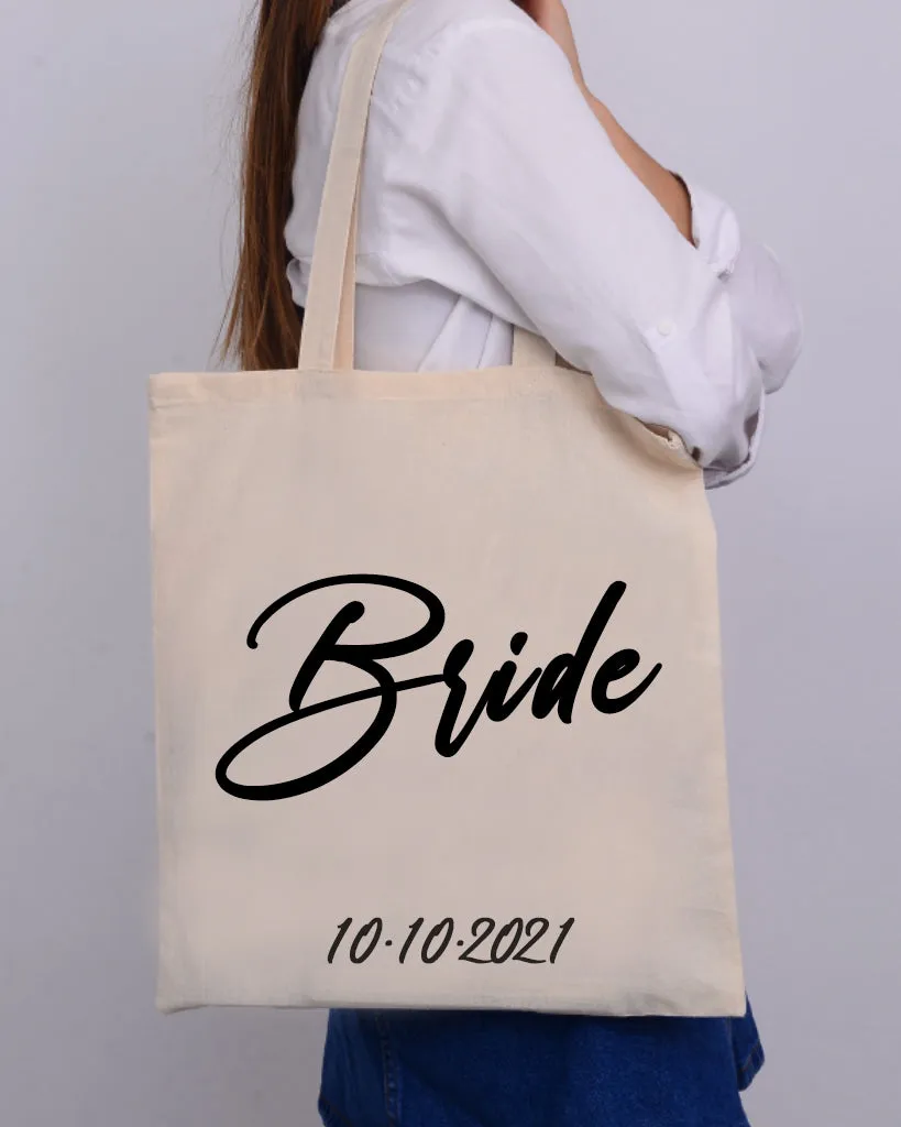 Black Color Bride Tote Bag - Bridal-Wedding Tote Bags