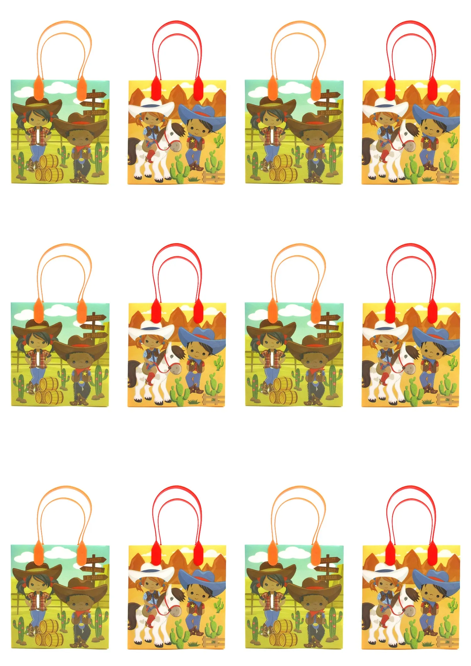 Black Cowboy & Cowgirl Party Favor Treat Bags - Set of 6 or 12