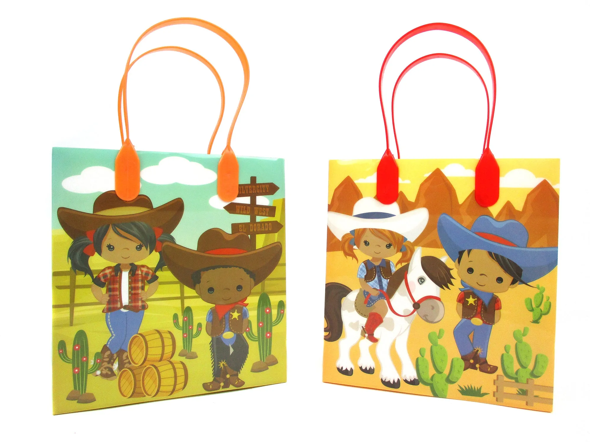 Black Cowboy & Cowgirl Party Favor Treat Bags - Set of 6 or 12