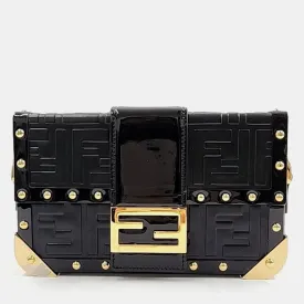 Black Leather Baguette Trunk Mini Crossbody Bag