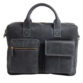 Blue Oilbony Leather Laptop Bag