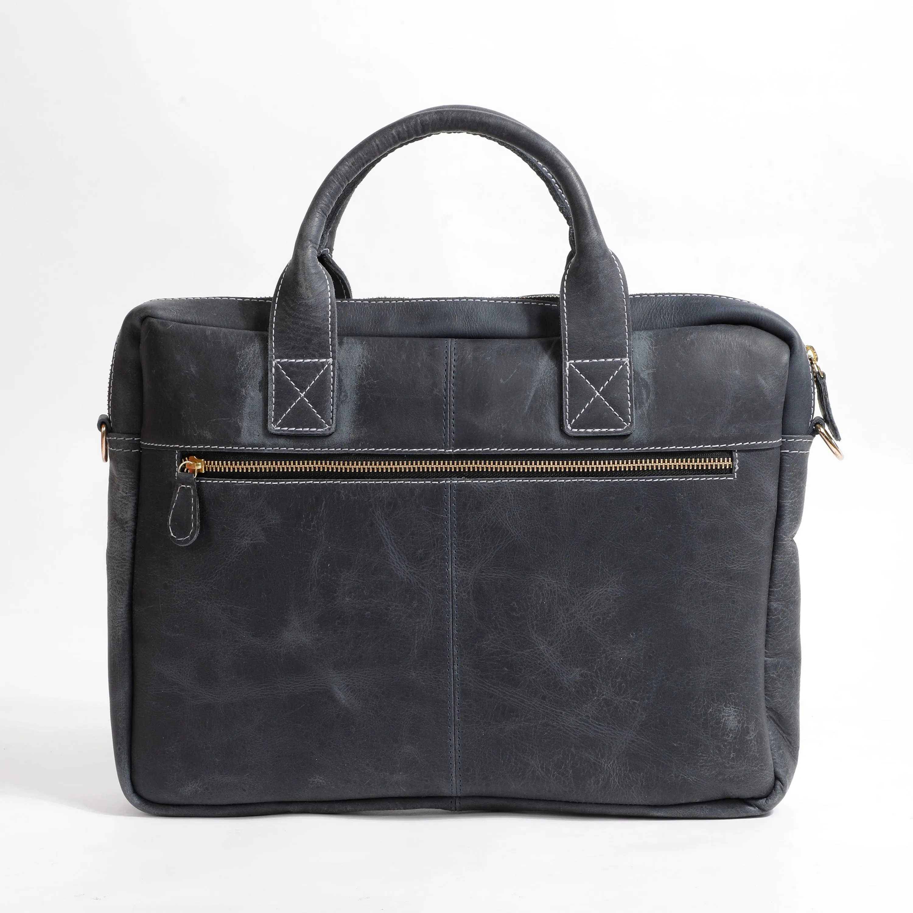 Blue Oilbony Leather Laptop Bag