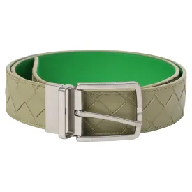 Bottega Veneta 3.5cm Reversible Intrecciato Belt in Green Leather