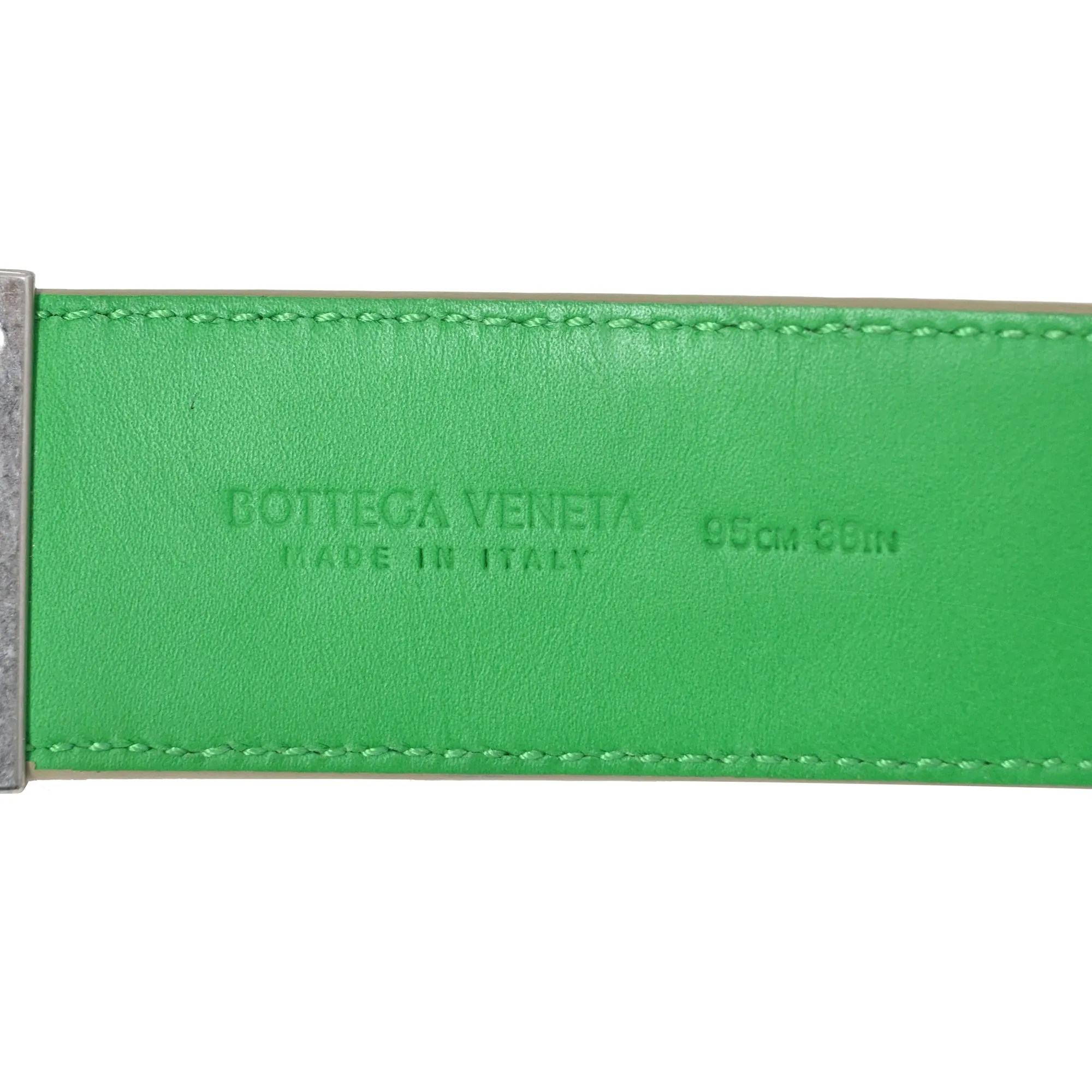 Bottega Veneta 3.5cm Reversible Intrecciato Belt in Green Leather