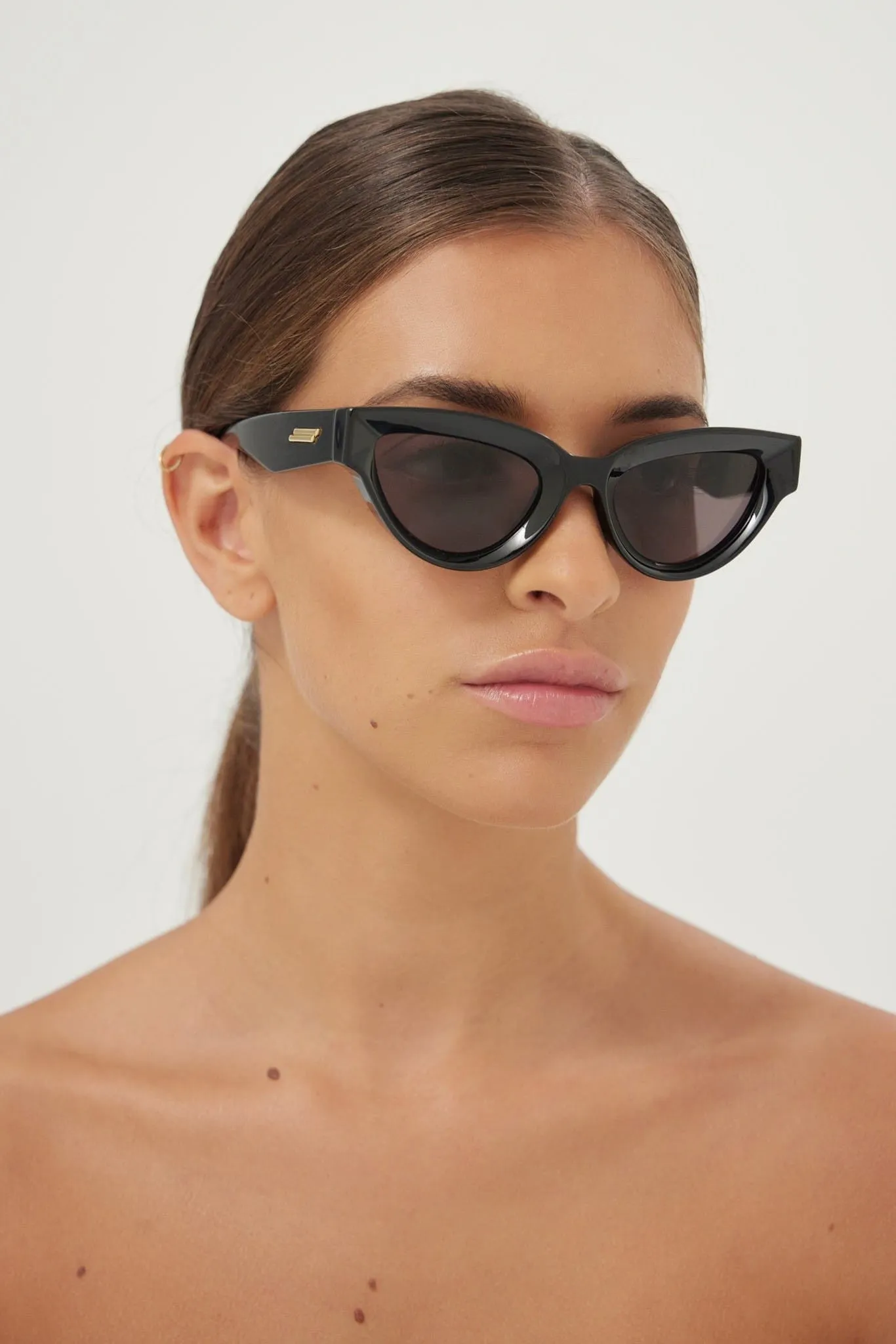 Bottega Veneta angular black sunglasses