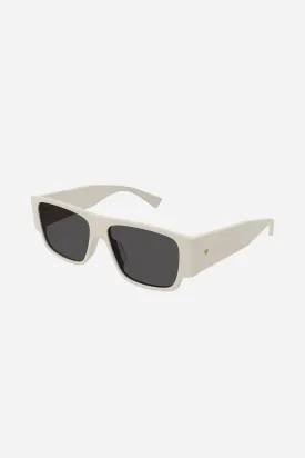 Bottega Veneta angular white rectangular sunglasses