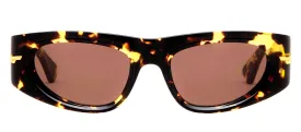 Bottega Veneta BV 1144S 002 Butterfly Plastic Havana Sunglasses with Brown Lens