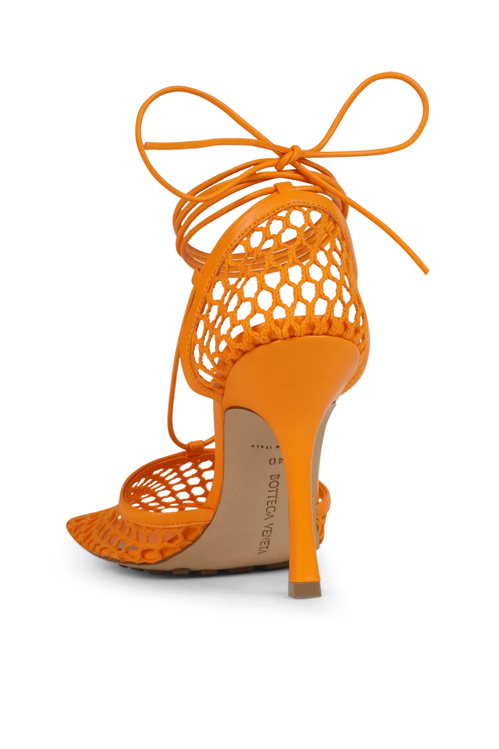 BOTTEGA VENETA LACE-UP LEATHER TRIMMED MESH SANDALS