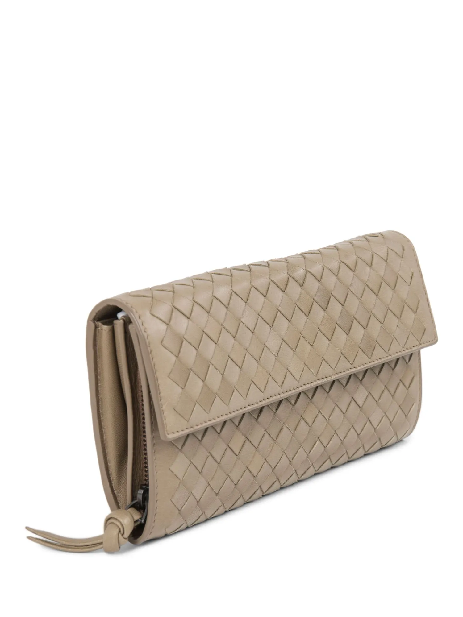 Bottega Veneta Nappa Intrecciato Flap Wallet Taupe