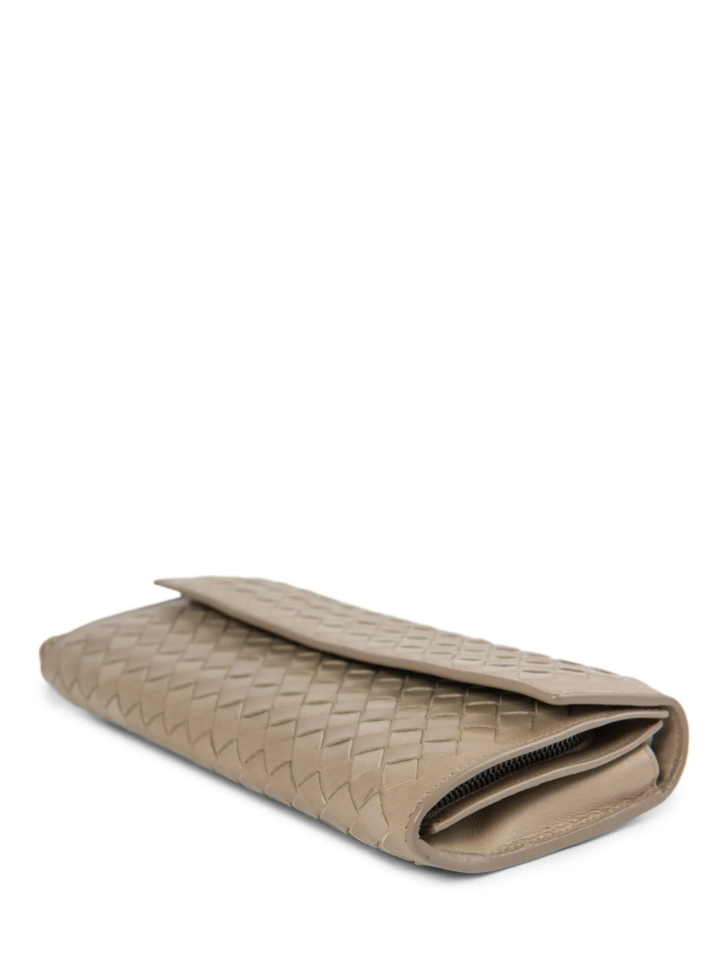 Bottega Veneta Nappa Intrecciato Flap Wallet Taupe