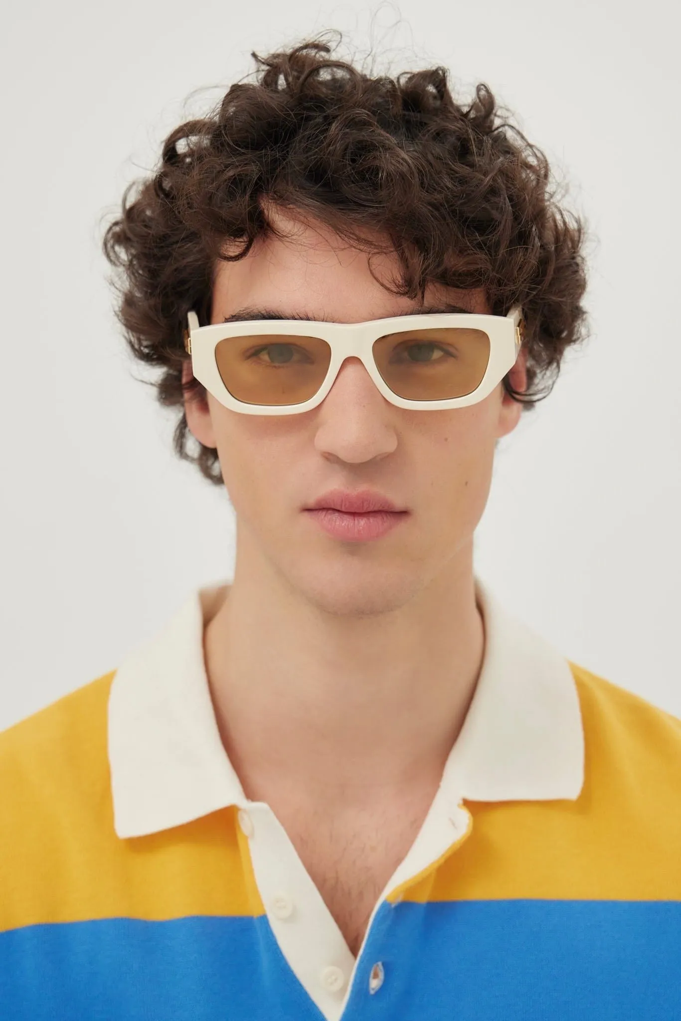 Bottega Veneta rectangular ivory sunglasses