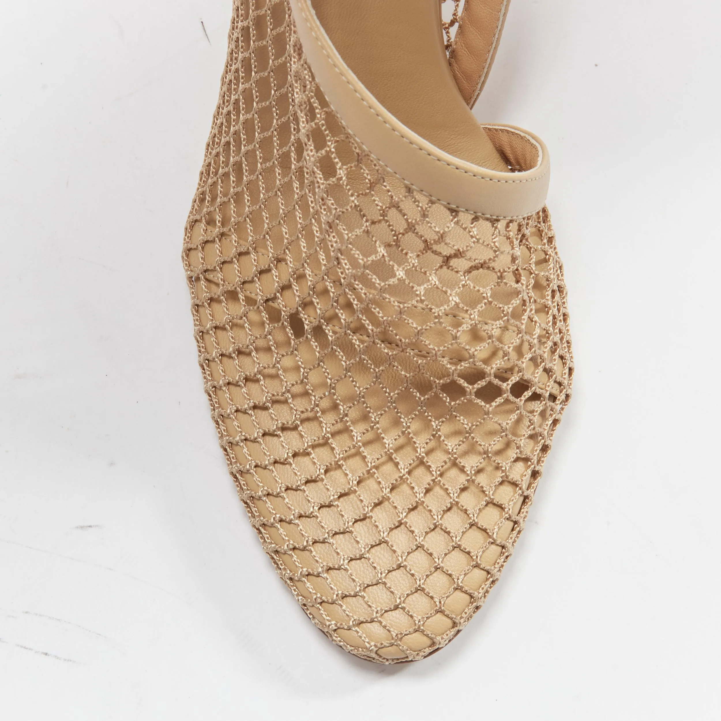 BOTTEGA VENETA Runway Daniel Lee beige fishnet gold chain high heel EU39.5