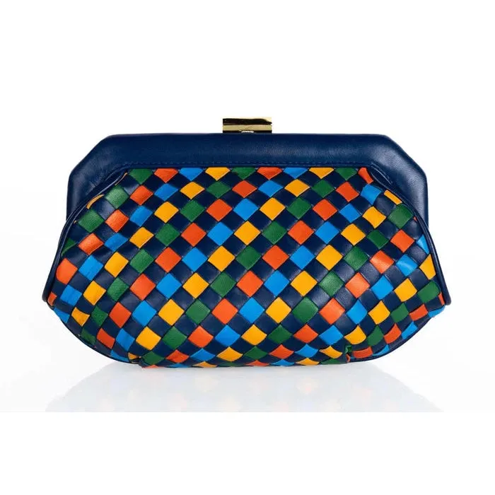 BOTTEGA VENETA Vintage Intrecciato Leather Harlequin Clutch