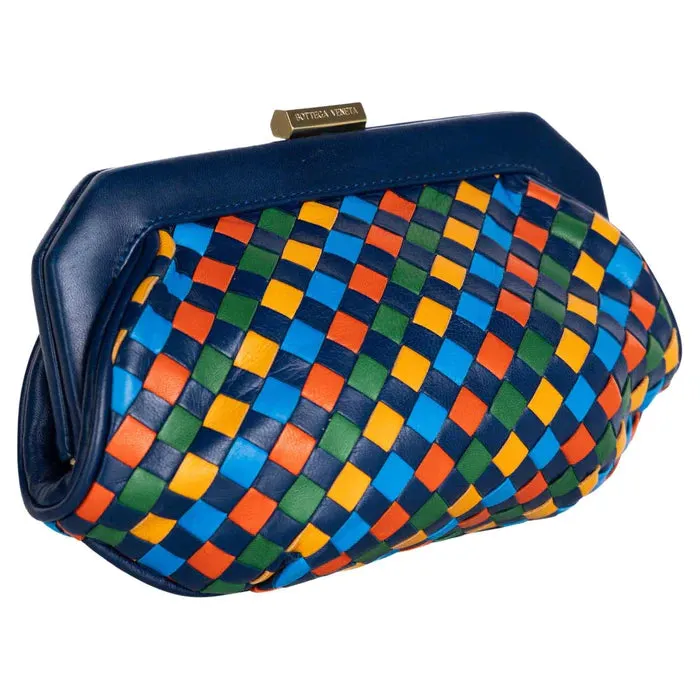 BOTTEGA VENETA Vintage Intrecciato Leather Harlequin Clutch