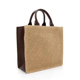 Bottega Veneta Vintage Woven Raffia Leather Zip Tote (SHF-Hp09r7)