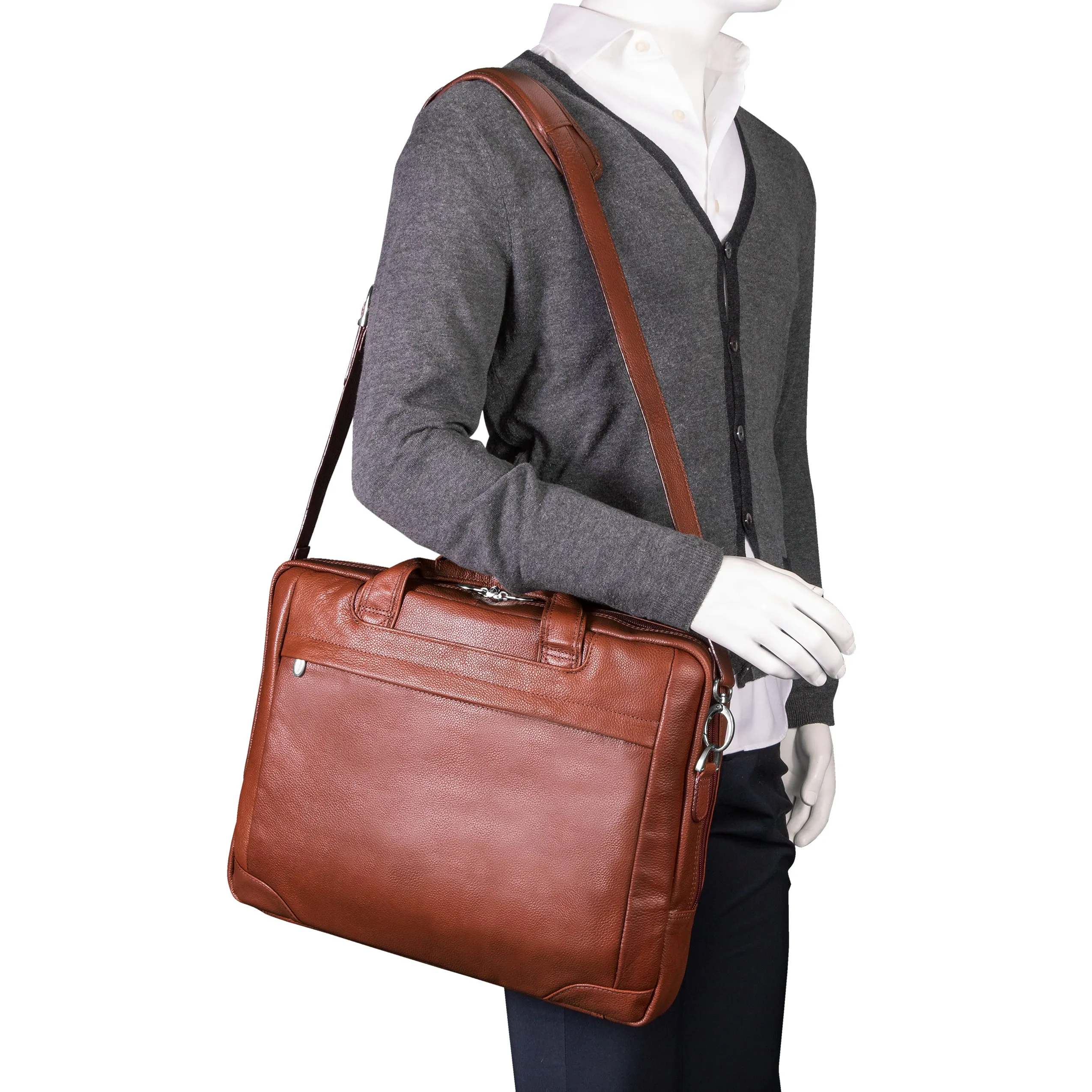 BRIDGEPORT | 17" Large Leather Laptop & Tablet Briefcase